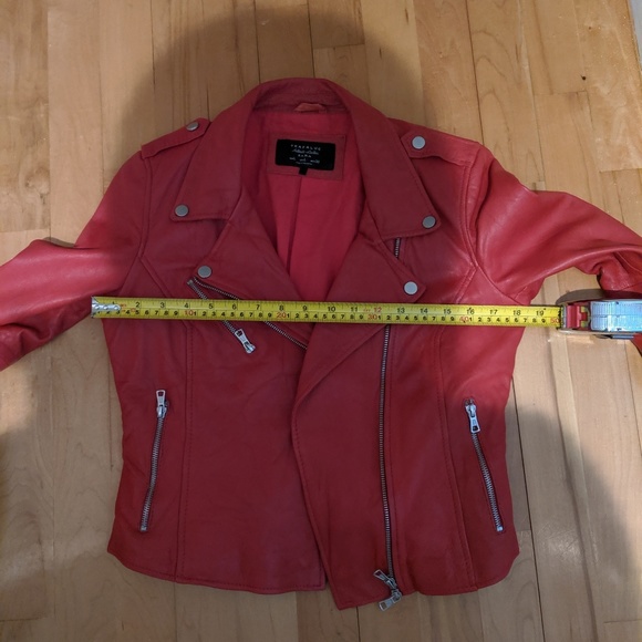 Zara red leather jacket - Picture 3 of 4
